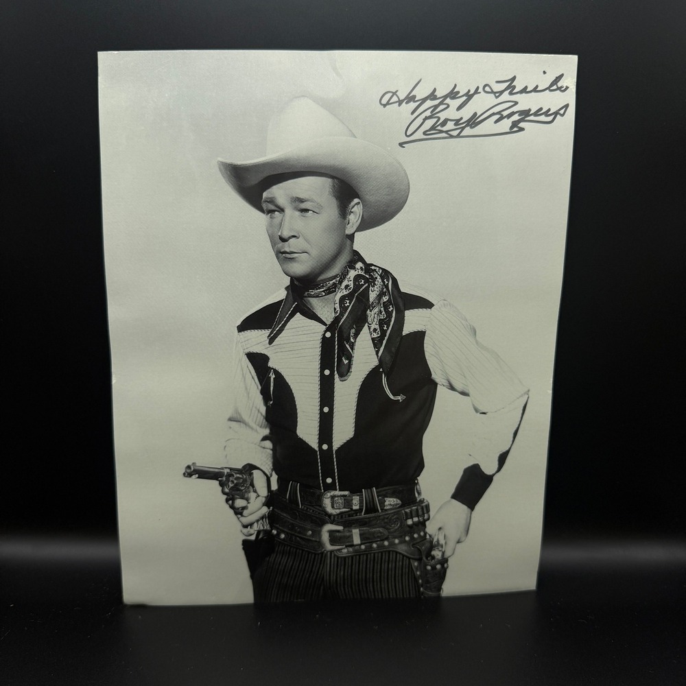 Vintage Roy Rogers‎ SIGNED Happy Trails 8x10 B&W Photo Western Memorabilia